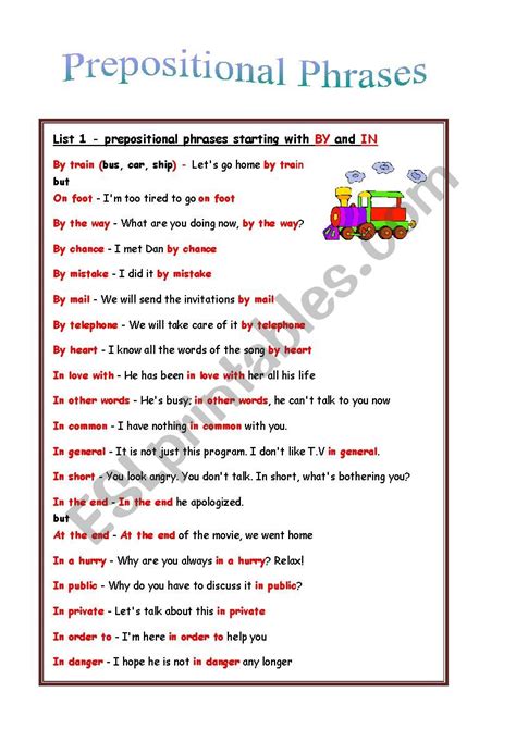 prepositional phrases practice fun practice  test