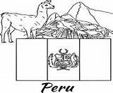 Flag Coloring Pages Peru Alpaca Printable Print sketch template