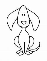 Dog Puppy Coloring Drawing Simple Easy Clipart Drawings Pages Doodle Draw Face Dogs Kids Stick Line Clip Beach Ball Figure sketch template
