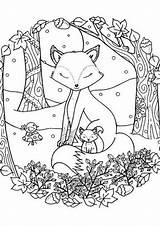 Tulamama Colouring Foxes Woodland sketch template