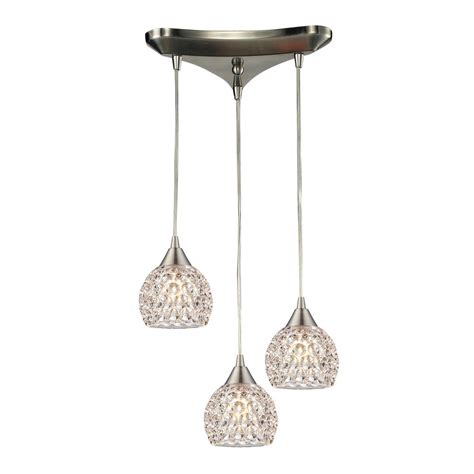 Crystal Multi Light Pendant Light With Clear Glass And 3