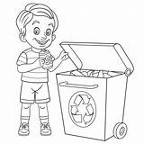 Trash Recycling Bins Cute Garbage Smiling Sorting sketch template