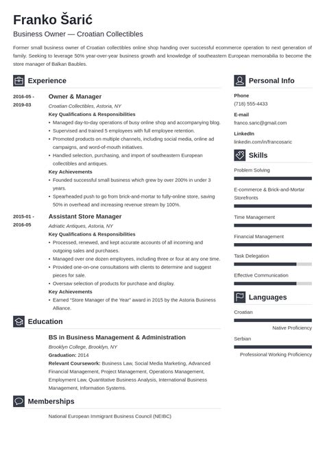 business owner resume samples template guide