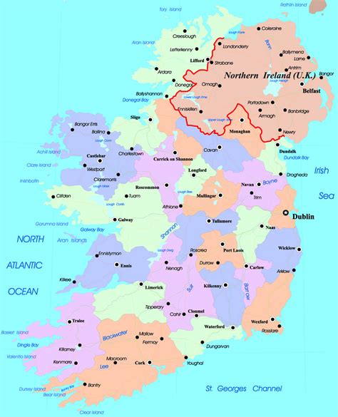 detailed administrative map  ireland ireland detailed administrative map vidianicom maps