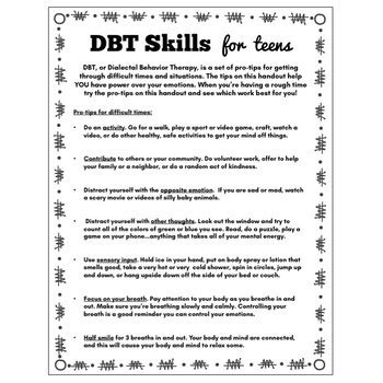 dbt distress tolerance coping skills cheat sheet tpt