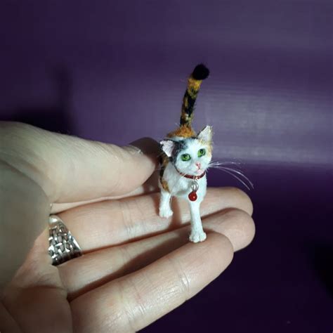 ooak realistic calico cat dollhouse handmade  ewelina calico cat