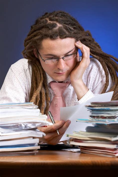 analysing business documents stock image image  person overwhelmed
