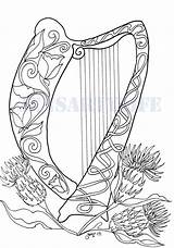 Harp Colouring Celtic Arpa Harpa Colorear Impresionante Harfe Harpe Maravilhosa Colorironline sketch template