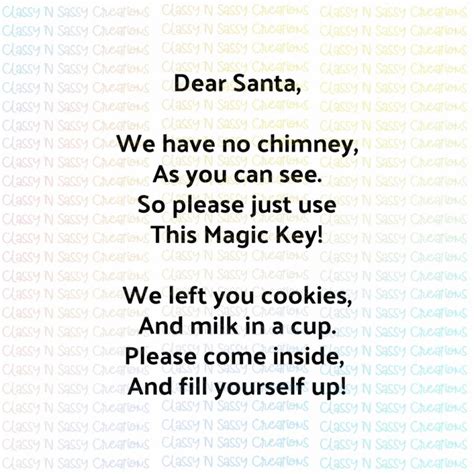 santa key poem classy  sassy creations