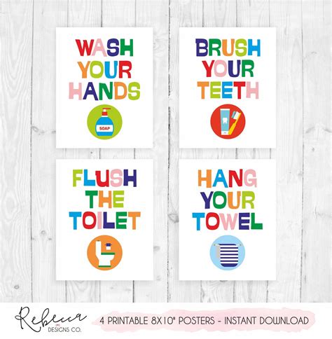 printable posters   words wash  hands brush  teeth