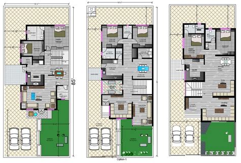 huge bungalow floor plan  fully furnished  design autocad file cadbull