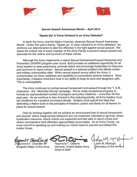 Sexual Assault Awareness Month April 2014 Tri Signed Letter Article