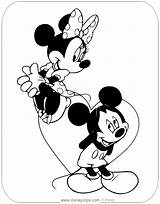 Mickey Minnie Valentine Coloring Pages Disney Heart Disneyclips Giant sketch template