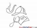 Coloring Pages Detectives Loupe Pipe Cap Children Hits sketch template