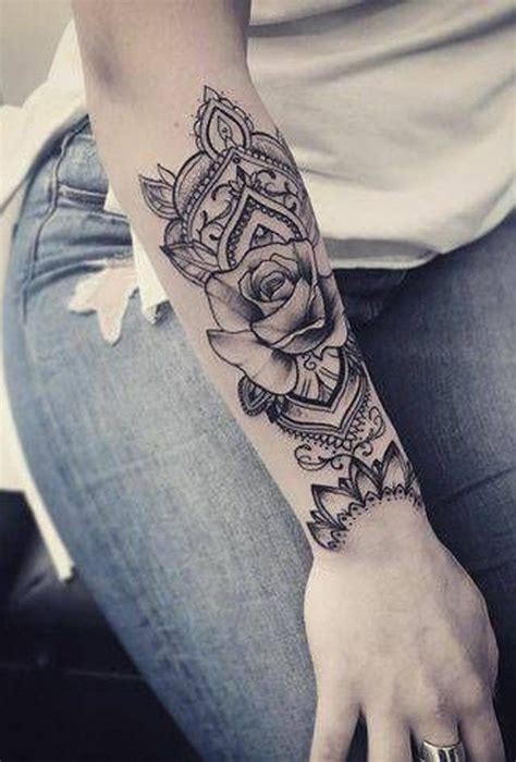 Geometrische Mandala Black Rose Armmanschette Unterarm Tattoo Ideen Für