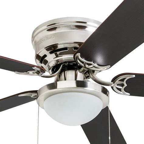 harbor breeze armitage   brushed nickel led indoor flush mount ceiling fan  light kit