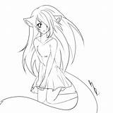 Anime Girl Wolf Coloring Pages Fox Drawing Girls Color Cute Lineart Deviantart Printable Colorings Getcolorings Getdrawings Visit Print Th04 sketch template
