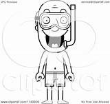 Snorkel Grandpa Swim Gear Summer Shorts Clipart Cartoon Cory Thoman Outlined Coloring Vector sketch template