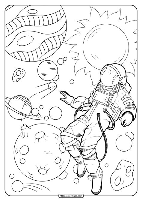printable astronaut  space  coloring page