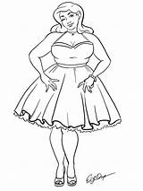 Plus Size Coloring Pages Girls Drawing Pinup sketch template