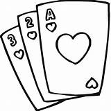 Cards Playing Coloring Pages Clipart Cliparts sketch template