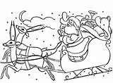 Santa Coloring Reindeer Sleigh Pages Claus His Printable Getcolorings Color Print Popular sketch template