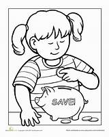 Money Coloring Girl Save Sheet Worksheets Daisy Responsible Learning Pages Scout Scouts Saving Kids Worksheet Colouring Math Counting Children Activities sketch template