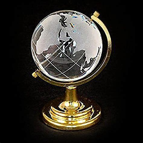 Hot Crystal Glass Frosted World Globe Stand Paperweight For Office
