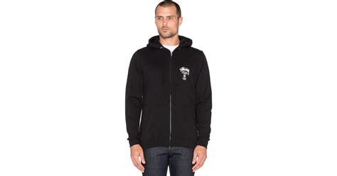 lyst stussy world tour zip hoodie in black for men