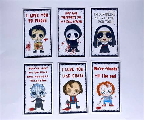 horror  valentine cards set  etsy   horror card funny