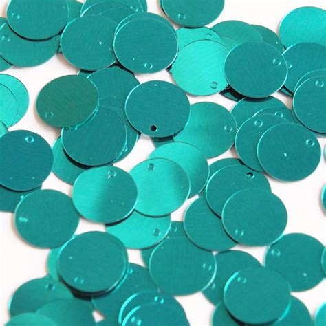 Round Flat Sequin 12mm Top Hole Teal Turquoise Metallic Couture Paillettes