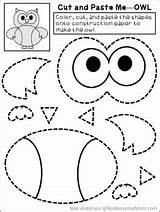 Paste Preschool Pasting Owls sketch template