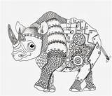 Neushoorn Zentangle Kleurplaten Dieren Volwassenen Rhino Huisdier Ideeen Efie Intricate Rhinocéros sketch template