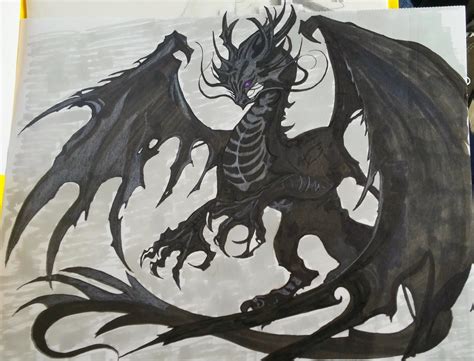 black dragon drawing  freelanceangel dragoart