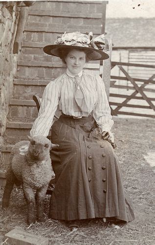 Lady In A Big Hat With A Lamb Edwardian Fashion Vintage Ladies