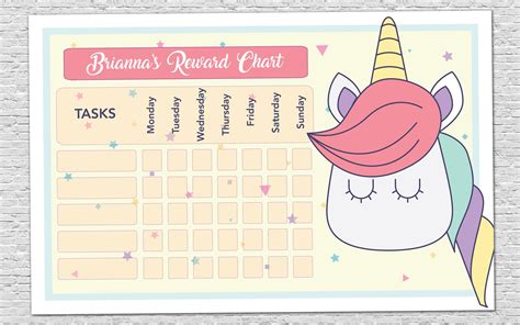 template   printable unicorn reward chart printable dream