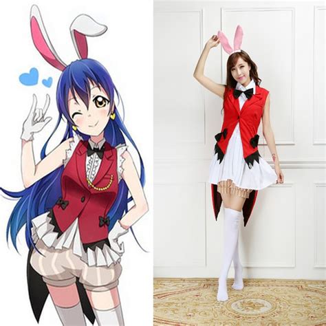 Lovelive Cosplay Sonoda Umi Costumes Cos Suit Set Big Rabbit Ear Bunny