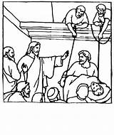 Jesus Heals Man Coloring Palsy Treasure Christian Rooftop Bible Box sketch template