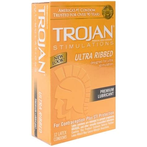 Trojan Ultra Ribbed Lubricant 12 Pack Sex Toys And Adult