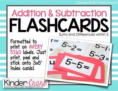 kindergarten teaching blog flash card label freebie subtraction flashcards basic math