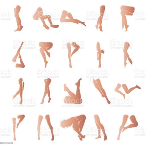 ilustración de piernas femeninas con pedicura conjunto vectorial de