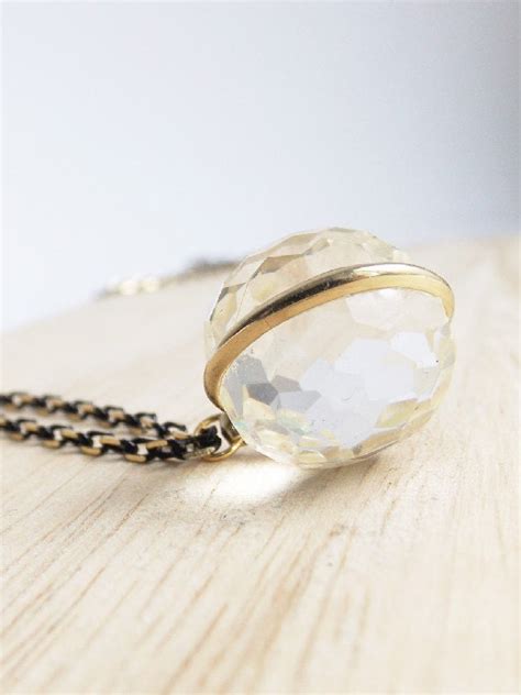 crystal clear pendant necklace gold crystal ball clear resin necklace unique pendant modern