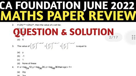 ca foundation maths paper review question  easy ca foundation