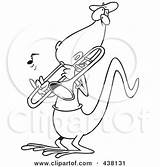 Lizard Trombone Outline Playing Cartoon Poster Print Eps Printable Digital Available sketch template
