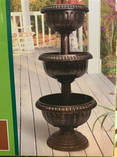 garden planter pot  tier plastic urn bronze  year
