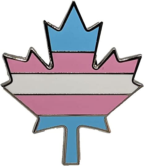 Trans Pride Pin Canada Maple Leaf Hard Enamel Design In Transgender