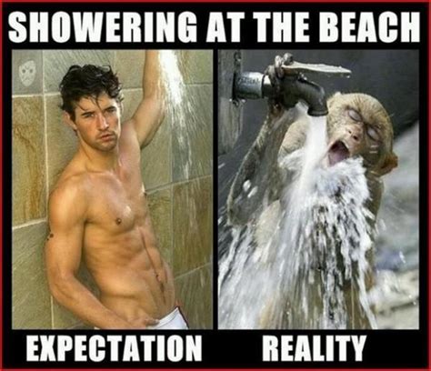 Showering At The Beach Expectation Vs Reality Know Your Meme