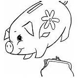 Piggy Bank Coloring Purse Color Floral Luna sketch template