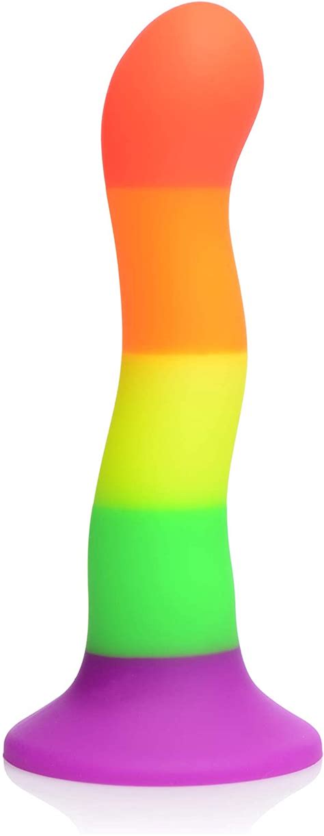 Strap U Proud Rainbow Silicone Dildo With Harness