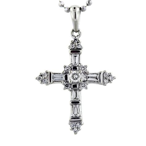 white gold diamond cross pendant  chain